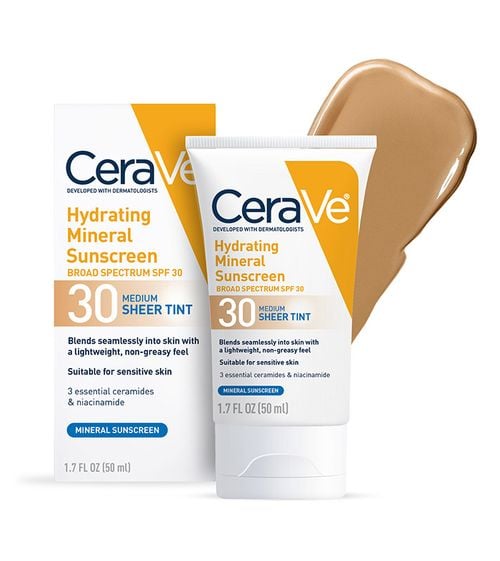 CeraVe Hydrating Mineral Sunscreen SPF30 Sheer Tint front bottle