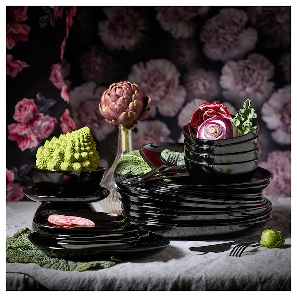 Glossy Black Dinner Set