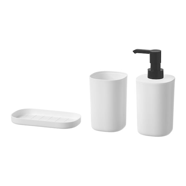 IKEA Storavan Bathroom Set 3 Piece – Soap Dispenser, Holder & Tumbler
