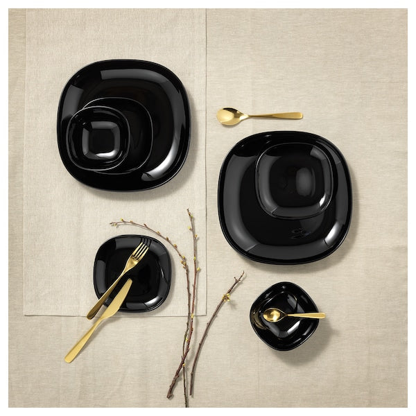 BACKIG 12-Piece Glossy Black Dinnerware Set