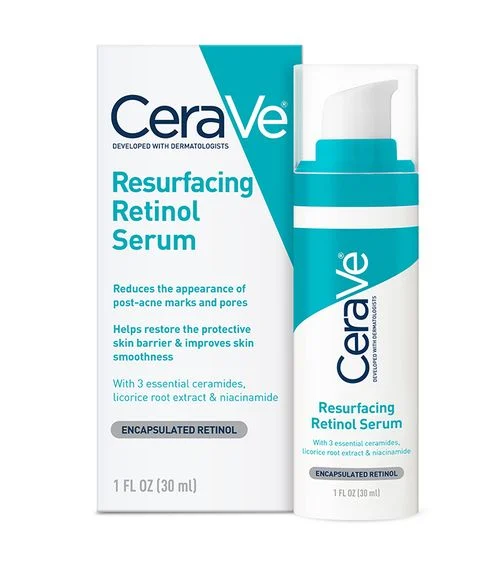 CeraVe Resurfacing Retinol Serum for post acne marks treatment bottle front view