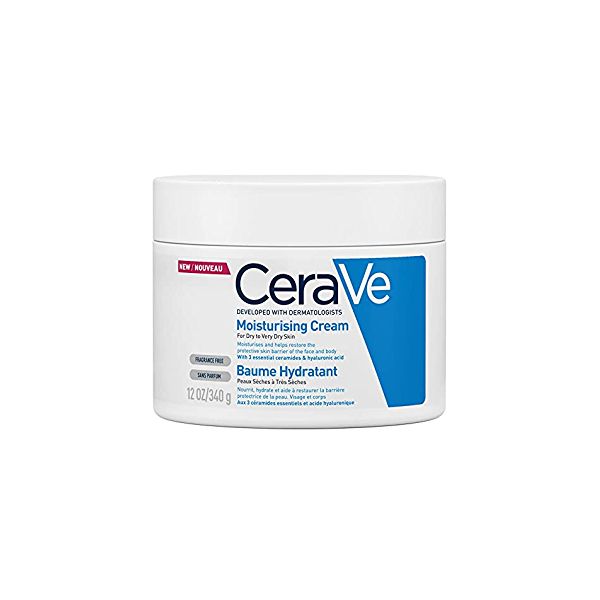 CeraVe moisturizing cream jar on a white background