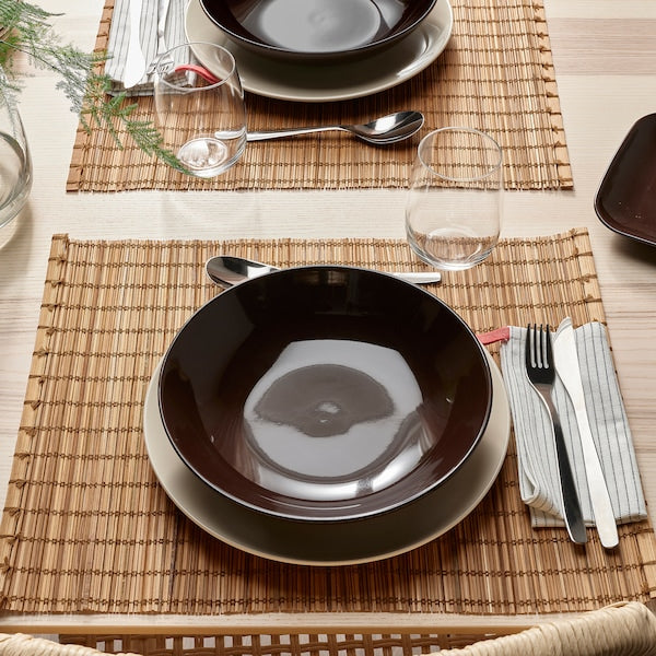 “IKEA FARKGLAR Dinnerware Set 20-Piece – Glossy Brown Stoneware”