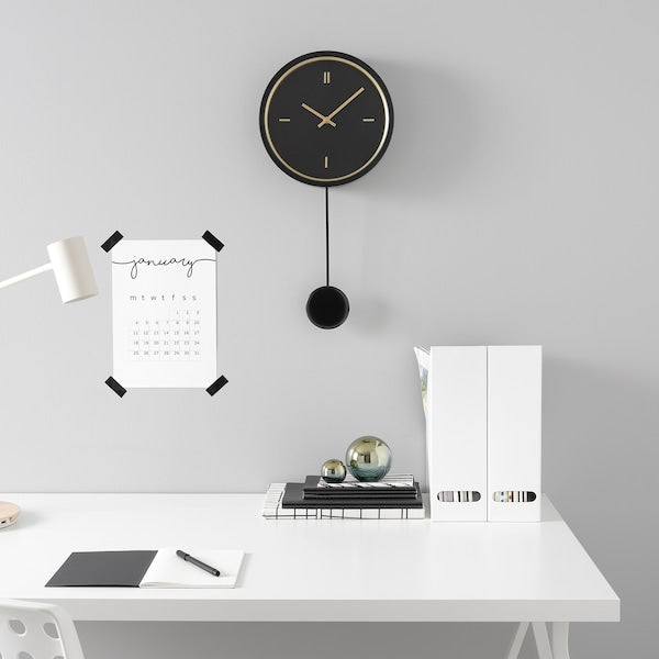 “IKEA STRUSK Wall Clock Black – Modern Silent Wall Clock”